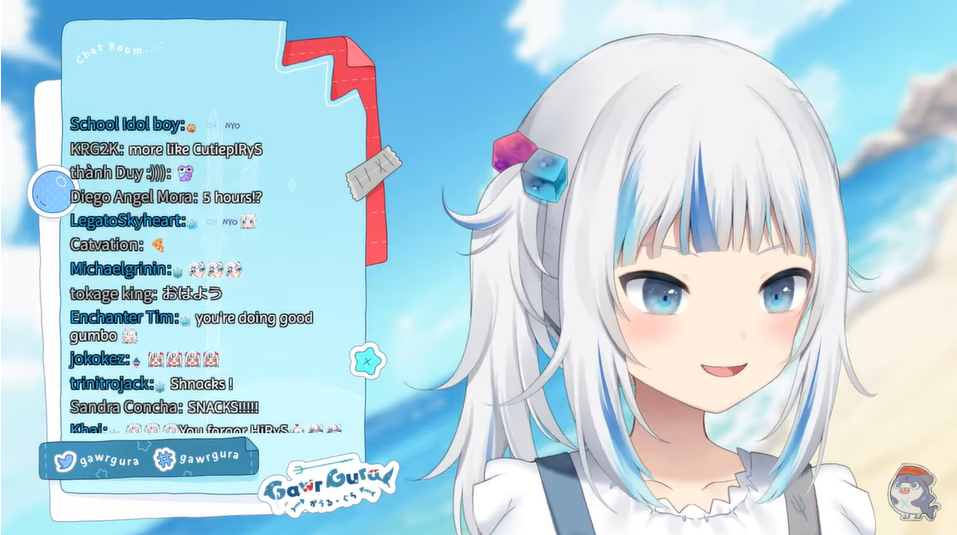 Gawr Gura 是 hololive 旗下的知名 Vtuber，在 YouTube 上有高達 430 萬訂閱